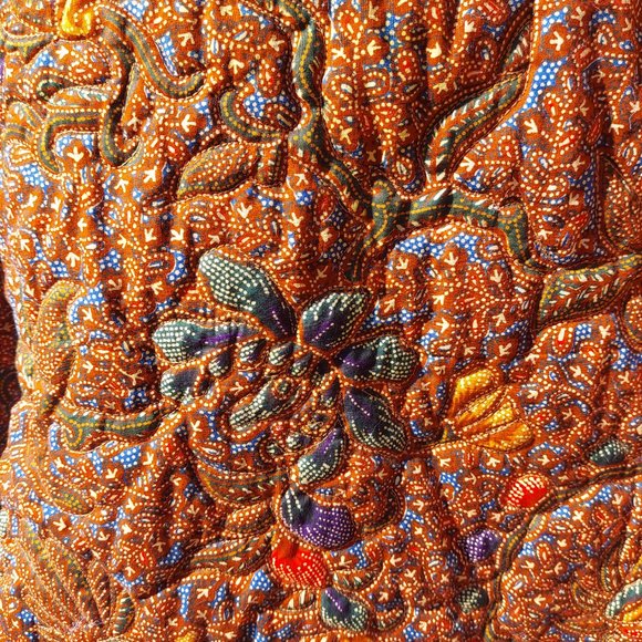 Vintage 90s Smithsonian Institution Cotton Indonesian Quilted Jacket Large - Picture 8 of 11